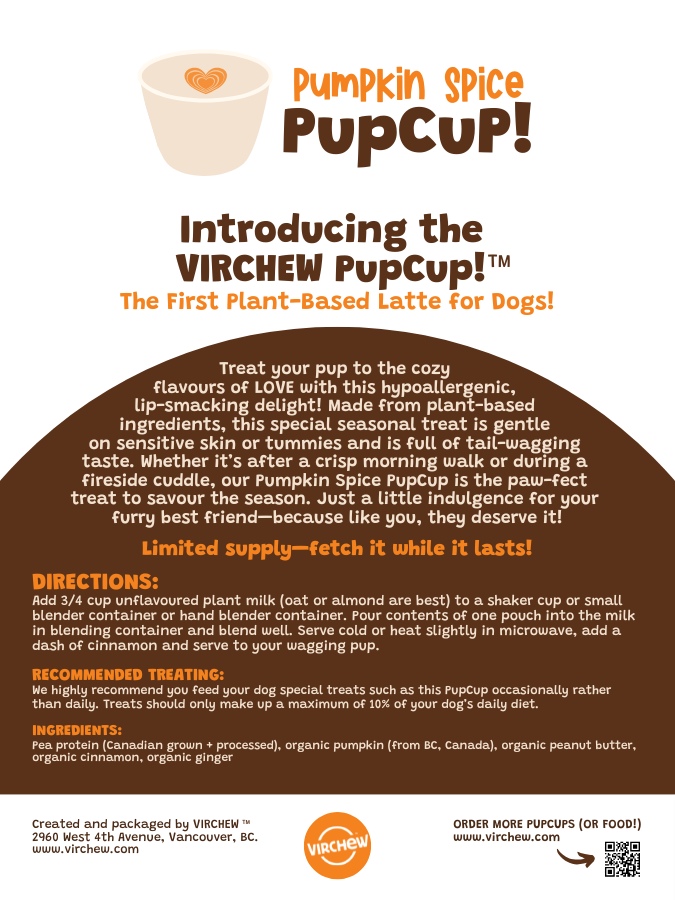 NEW PupCup! Plant-Based Latte for Dogs! (Available only with minimum food order or pickup!)