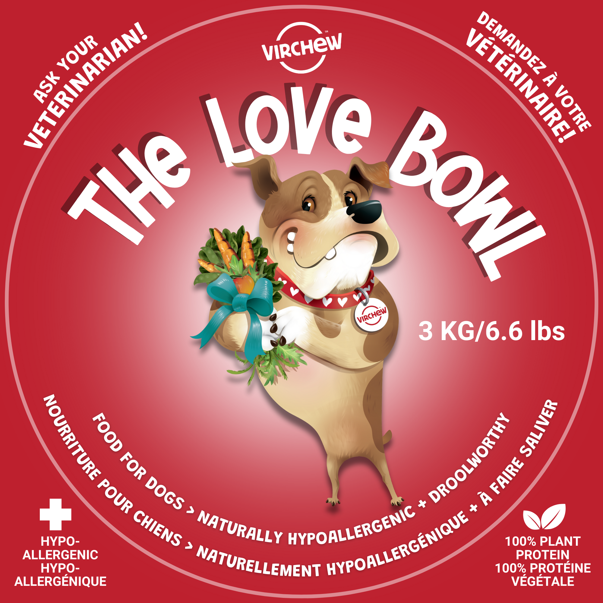 LOVE BOWL -  3 kg. (Sm - Med Size Dogs)